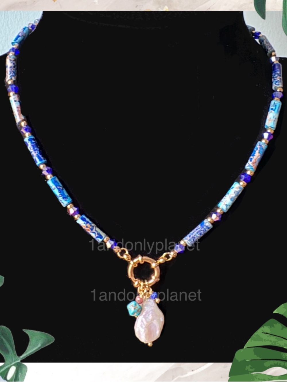 🌹HP🌹NEW Natural Stone Heishi Necklace Genuine Freshwater Pearl Coastal Jewelry - Picture 2 of 4
